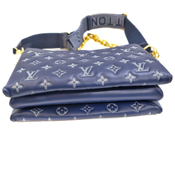 Louis Vuitton Coussin Lambskin Bag Puff Denim White Navy Blue Chain Handle - Picture 4 of 9